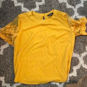 Lisa Marie Mustard Yellow Embroidered Top